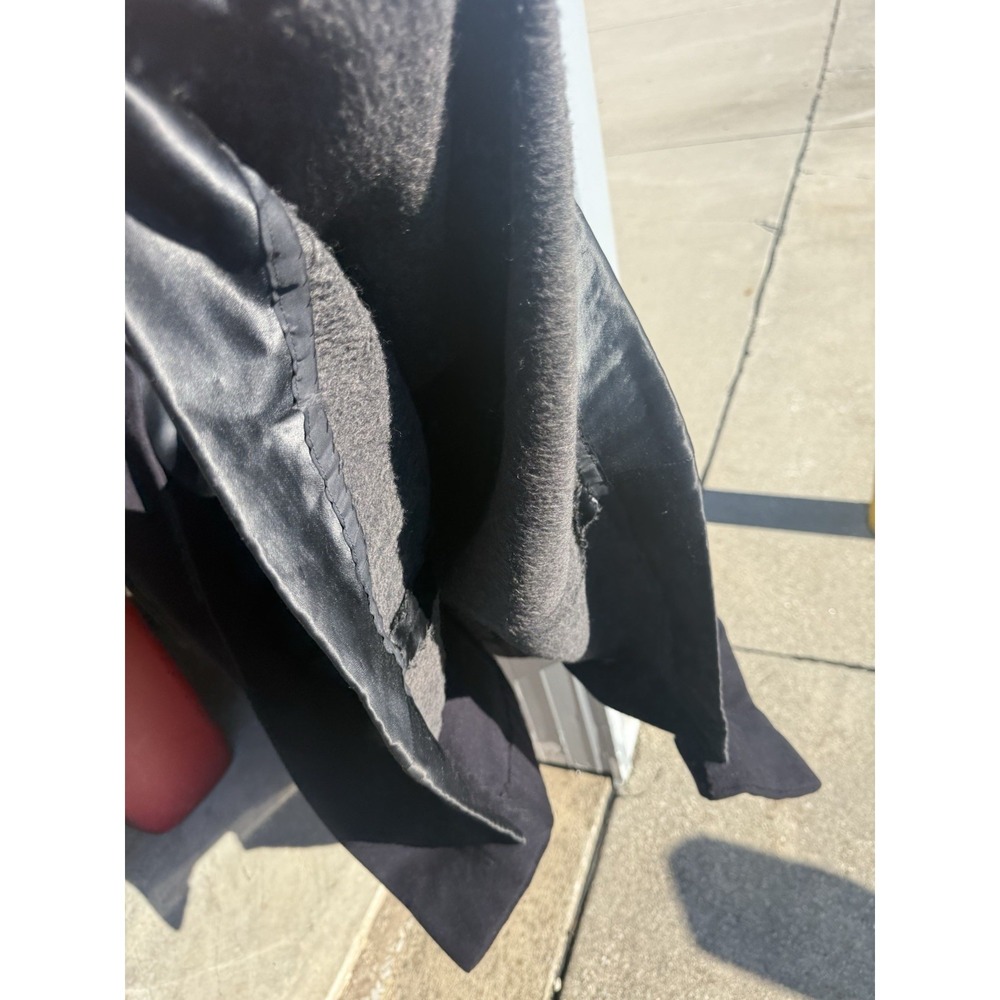 Vintage Imported Cashmere Black Long Coat Satin Lined Women's Overcoat Jacket - Picture 11 of 12